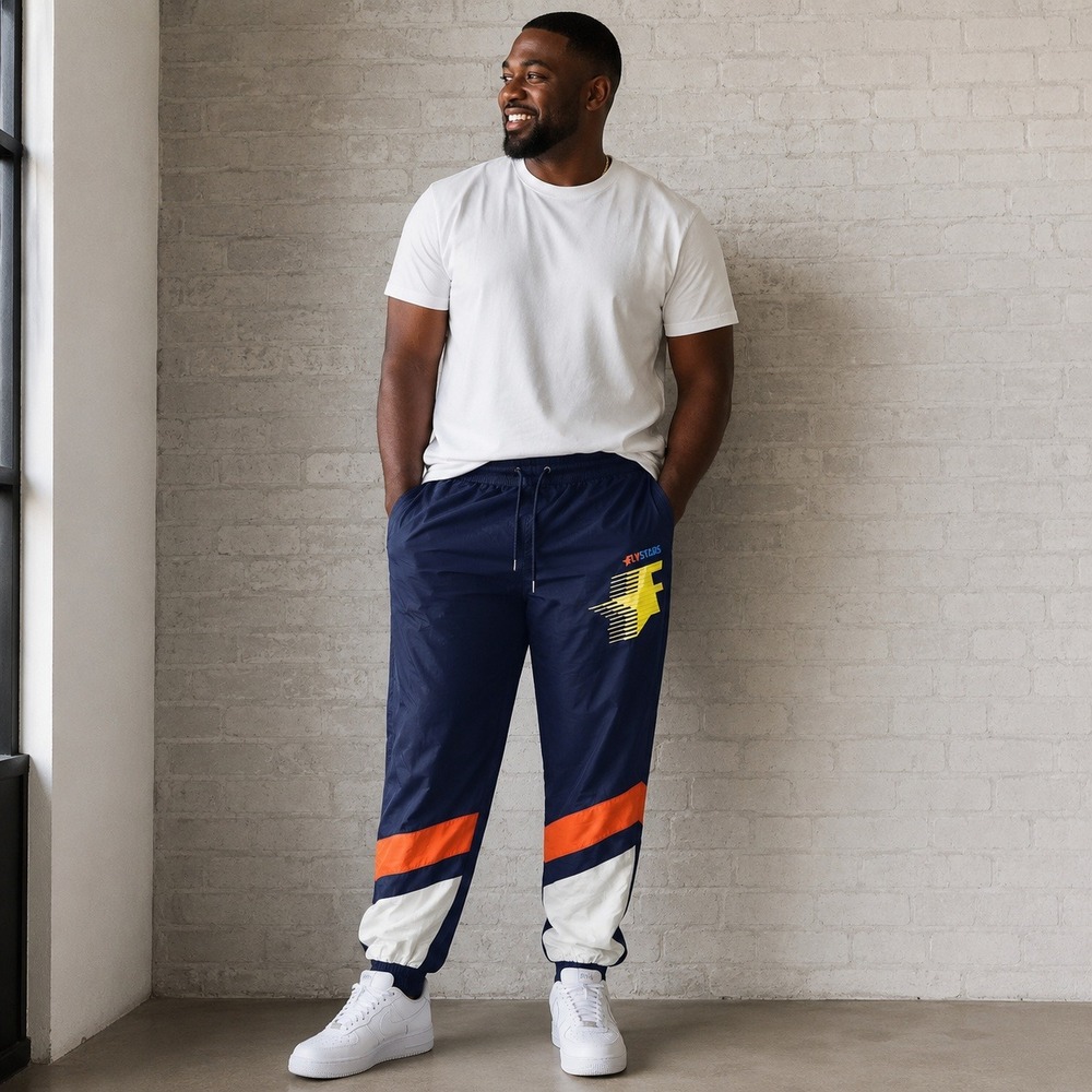 Born Fly Track Pants Navy Blue Colorblock Mesh Lined Streetwear‎ 2XL